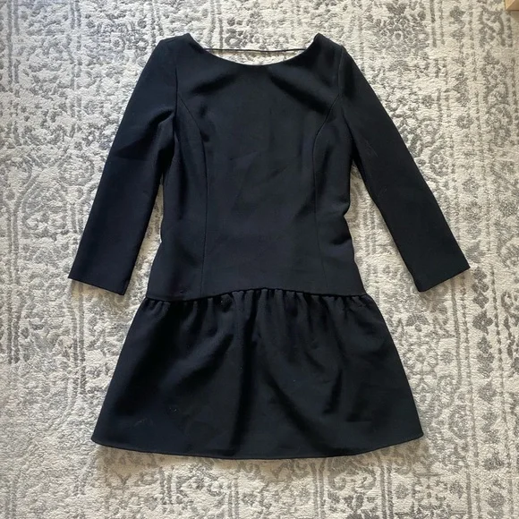 BA&SH Black Drop Waist Taxi Dress with Back Detail - Picture 5 of 7